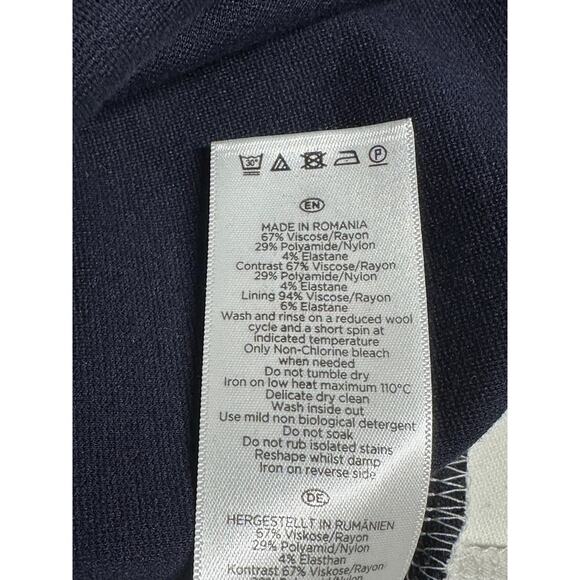 Hobbs Dress Women US 6 Lizzie Navy White Fit & Flare Nautical Stripe Office Work - Picture 8 of 12